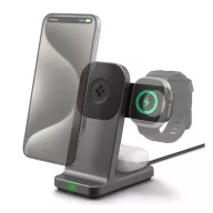   Apple Watch Series 11 42mm SPIGEN ONETAP PRO3 asztali töltőállvány 3in1 15W, Apple Watch töltő, FEKETE