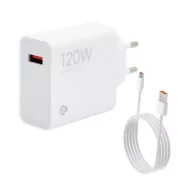   XIAOMI HYPERCHARGE COMBO hálózati töltő USB aljzat 120W, gyorstöltő + Type-C kábel, FEHÉR