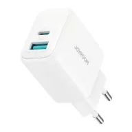   JOYROOM hálózati töltő USB+Type-C aljzat 20W, PD gyorstöltő 3.0, FEHÉR