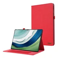   Tok álló, bőr hatású (FLIP, oldalra nyíló, asztali tartó, textil hatás) PIROS