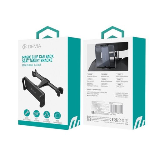 DEVIA MAGIC CLIP autós tartó fejtámlára rögzíthető, 5-12" készülékhez, FEKETE