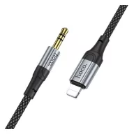  iPhone 14 Plus / 14 Pro Max / 14 Pro HOCO audió kábel 3.5mm jack - lightning, 100cm, FEKETE