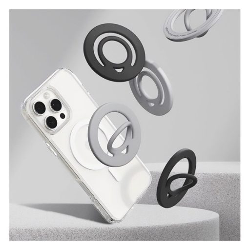 SPIGEN DUAL POP tartógyűrű szilikon, mágneses, FEKETE