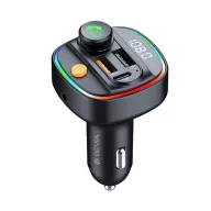   DEVIA EA133 bluetooth FM transmitter autós töltő 2 USB+Type-C aljzat v5.3, RGB, FEKETE