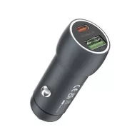   DEVIA EXTREME autós töltő USB+Type-C aljzat 48W, PD gyorstöltő 3.0, SÖTÉTSZÜRKE