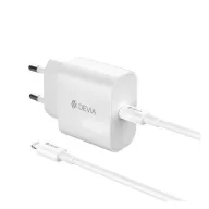   DEVIA SMART hálózati töltő Type-C aljzat 30W, PD gyorstöltő + lightning kábel, FEHÉR
