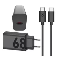   MOTOROLA TURBOPOWER hálózati töltő Type-C aljzat 68W, PD gyorstöltő + Type-C kábel, FEKETE