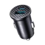   JOYROOM autós töltő USB+Type-C aljzat 15W, karbon minta, FEKETE