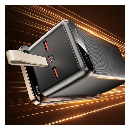 AWEI PA-13 vésztöltő 2 USB+Type-C aljzat 50000mAh, LED kijelző, FEKETE