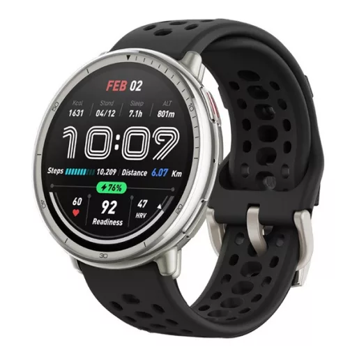AMAZFIT ACTIVE 2 okosóra bőr szíj, 5 ATM + szilikon szíj, FEKETE