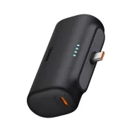   BASEUS COMPACT vésztöltő Type-C aljzat 5000mAh, Type-C csatlakozó + Type-C kábel, FEKETE