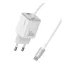 USAMS JC MINI hálózati töltő Type-C aljzat 30W, GaN + fix Type-C kábel, FEHÉR