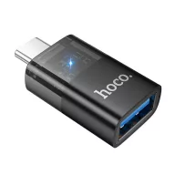   HOCO UA36B adapter (USB aljzat - Type-C, adatátvitel és töltés, OTG) FEKETE