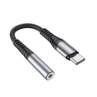   HOCO LS33 adapter kábel 2in1 3.5mm jack aljzat - Type-C, 12cm, SÖTÉTSZÜRKE