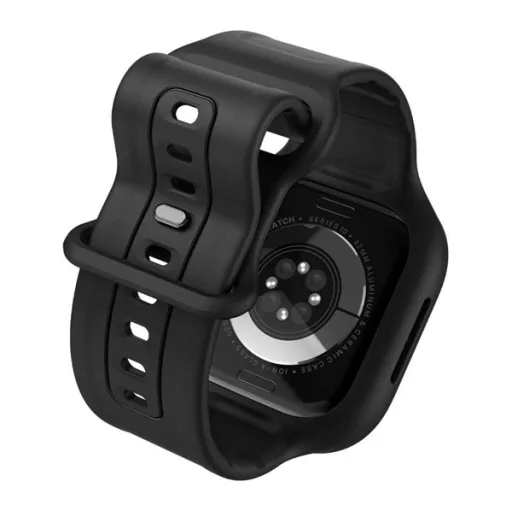 Apple Watch Series 10 42mm SPIGEN VAULT PRO pótszíj egyedi méret, ütésállóság + szilikon keret, FEKETE