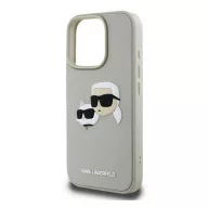   iPhone 16 Pro Max KARL LAGERFELD 3D RUBBER DOUBLE HEADS szilikon telefonvédő ütésállóság, 3D, BÉZS
