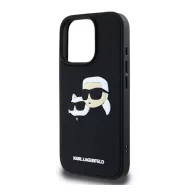   iPhone 16 Pro KARL LAGERFELD 3D RUBBER DOUBLE HEADS szilikon telefonvédő ütésállóság, 3D, FEKETE