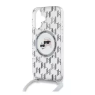  KARL LAGERFELD IML MONOGRAM CROSSBODY K&CH HEADS MAGSAFE szilikon telefonvédő ütésállóság, nyakpánt, ÁTLÁTSZÓ