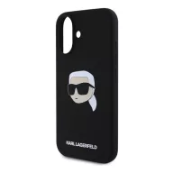   iPhone 16 KARL LAGERFELD LIQUID SILICONE KARL HEAD MAGSAFE szilikon telefonvédő ütésállóság, MagSafe, FEKETE