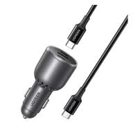   UGREEN EC705 autós töltő USB+2 Type-C aljzat 130W, PD gyorstöltő 3.0 + Type-C kábel, FEKETE