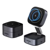 UGREEN W702 asztali töltő 2in1 15W, Qi2, SÖTÉTSZÜRKE