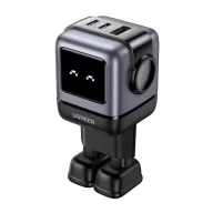   UGREEN NEXODE RG hálózati töltő USB+2 Type-C aljzat 65W, LED kijelző, SÖTÉTSZÜRKE