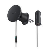   BASEUS CW01 autós tartó szellőzőre, mágneses + autós töltő USB aljzat, FEKETE