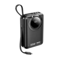   REMAX SCUBA vésztöltő Type-C+lightning aljzat 20000mAh, LED kijelző + fix Type-C kábel, FEKETE