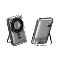   REMAX vésztöltő USB+Type-C aljzat 10000mAh, kitámasztó + fix Type-C - lightning kábel, SZÜRKE