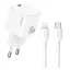 USAMS JO hálózati töltő Type-C aljzat 30W, PD gyorstöltő + lightning kábel, FEHÉR