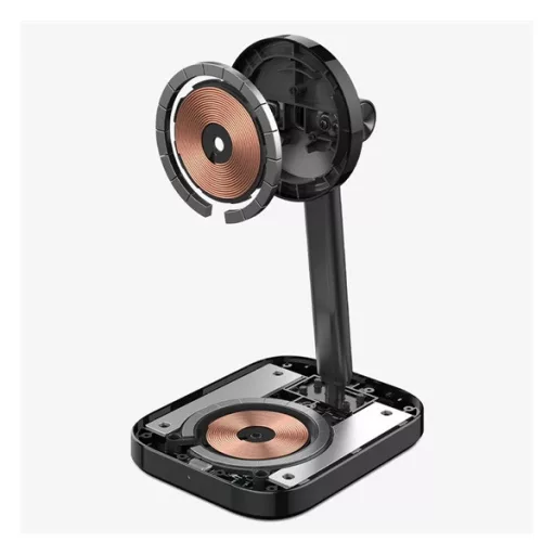 SPIGEN ARCFIELD asztali töltőállvány 2in1 15W, Qi2, FEKETE