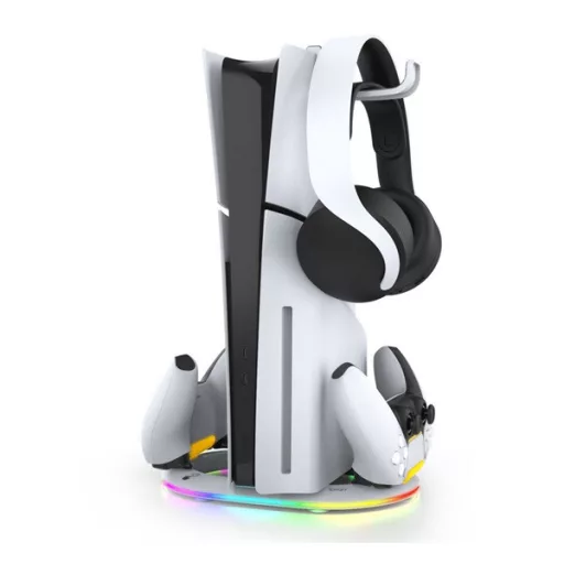 IPEGA függőleges töltőállvány 2xUSB+Type-C aljzat, PlayStation 5 / 5 Slim/ 5 Pro kompatibilis, FEHÉR