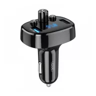   XO BCC02 bluetooth FM transmitter autós töltő 2 USB aljzat (v5.0, 15W, gyorstöltő, LED kijelző) FEKETE