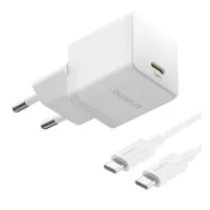   BASEUS PALM 1C hálózati töltő Type-C aljzat 20W, PD gyorstöltő 3.0 + Type-C kábel, FEHÉR