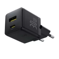   BASEUS PALM hálózati töltő USB+Type-C aljzat 30W, PD gyorstöltő 3.0, FEKETE