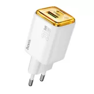   HOCO N34 hálózati töltő USB+Type-C aljzat 20W, PD gyorstöltő 3.0, FEHÉR