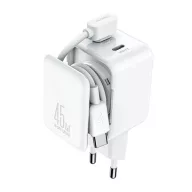   JOYROOM JR-TCL05 hálózati töltő 2 Type-C aljzat 45W, kábelrendező + Type-C kábel, FEHÉR