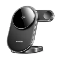   iPhone 17e / 17 Pro Max / 17 Pro JOYROOM JR-W17 asztali töltőállvány 3in1 15W, Apple Watch töltő, FEKETE