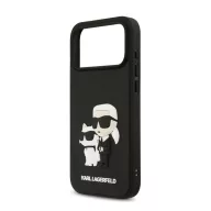   iPhone 17 Pro Max KARL LAGERFELD 3D RUBBER KARL AND CHOUPETTE szilikon telefonvédő ütésállóság, 3D, FEKETE