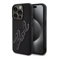   iPhone 15 Pro KARL LAGERFELD 3D RUBBER SIGNATURE szilikon telefonvédő ütésállóság, 3D, FEKETE
