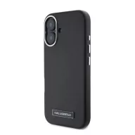   iPhone 16 KARL LAGERFELD FW METAL PLATE MAGSAFE szilikon telefonvédő ütésállóság, MagSafe, FEKETE