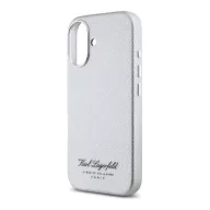   iPhone 16 KARL LAGERFELD GRAINED PU HOTEL RSG szilikon telefonvédő ütésállóság, bőr hatású hátlap, VILÁGOSSZÜRKE