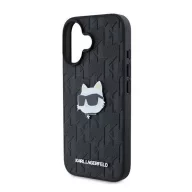   iPhone 16 KARL LAGERFELD MONOGRAM CHOUPETTE HEAD PIN szilikon telefonvédő ütésállóság, MagSafe, FEKETE