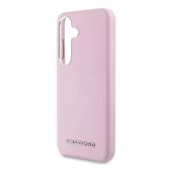   KARL LAGERFELD SAFFIANO FULL WRAPPED ELONGATED METAL LOGO szilikon telefonvédő ütésállóság, MagSafe, RÓZSASZÍN