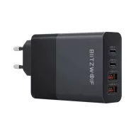   BLITZWOLF BW-S29 hálózati töltő 2 USB+2 Type-C aljzat 120W, PD gyorstöltő, FEKETE