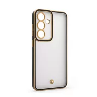   Szilikon telefonvédő (ütésállóság, matt, műanyag hátlap, kameravédő) ARANY/FEKETE