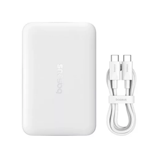 BASEUS ENERFILL FM11 ULTRA-MINI vésztöltő Type-C aljzat (10000mAh, 22.5W, PD gyorstöltő, MagSafe + Type-C kábel) FEHÉR