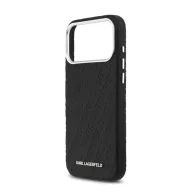   KARL LAGERFELD GRAINED PU REPEATED LOGO szilikon telefonvédő (ütésállóság, MagSafe) FEKETE