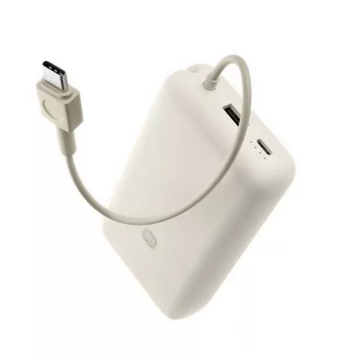 XIAOMI vésztöltő USB+Type-C aljzat 20000mAh, gyorstöltő + fix Type-C kábel, BÉZS