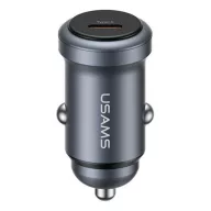   USAMS CC321 autós töltő Type-C aljzat 30W, PD gyorstöltő, SÖTÉTSZÜRKE